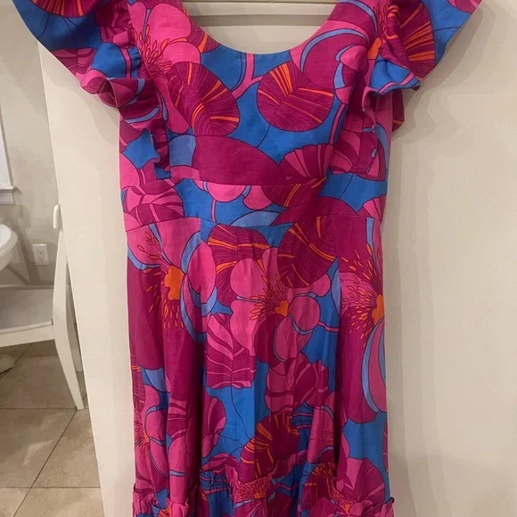 Tuckernuck Vibrant Pink and Blue Midi Dress - Picture 4 of 5